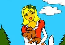 Coloriage Fille et Chien