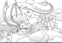 Coloriage : Le Dragon Et Le Château